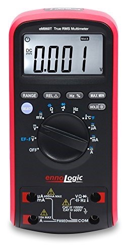 True RMS multímetro Digital em860t por EnnoLogic - Auto Ranging, voltaje, corriente, resistencia, capacitancia, frecuencia, temperatura, detección de tensión sin contacto, funda de transporte