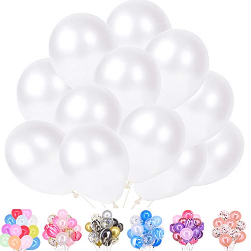 Time to Sparkle TtS 100pcs Premium Ballons Gonflables Ballons de Baudruche Latex Perlé Nacré Anniversaire Décorations Mariage (Latex-Blanc)
