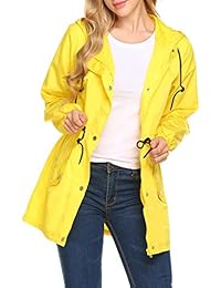 Coorun Mujer Chaqueta de lluvia de manga larga con capucha Abrigo impermeable
