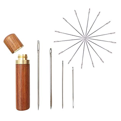 KA MAI KA - Agujas para Coser a Mano, Piel, Herramienta de artesanía, Gran Ojal, Aguja con Aguja de Madera, Botella para Acolchado, Alfombra, Piel, Lona, Bricolaje, Accesorios de Costura