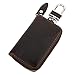 Produktbild MoKo Car Key Case, Retro Wax Leather Car Smart Keychain Coin Fob Punch Holder Wear-Resistant Key Zipper Bag with Metal Hook, Support Remote Control – Dark Coffee