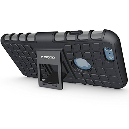 Funda iPhone 6S Pegoo Caja El Soporte Incorporado A Prueba de golpes Anti-Ara  azos y Polvo Mezcla Doble Capa Armadura Proteccion Cover Case Caso Funda C  scara Caja para Apple iPhone 6 6S  Negro 