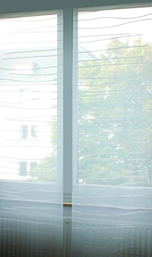 IKEA Schiebegardine „KAJSA RAND“ transparenter, lichtdurchlässiger Flächenvorhang in 60 x 300 cm leicht kürzbar – in WEISS mit feinem Wellenmuster - 4