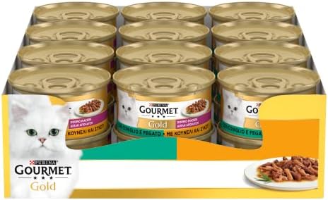 Purina Gourmet Gold Doppio Piacere Umido Gatti con Coniglio e Fegato, 24 Lattine da 85g