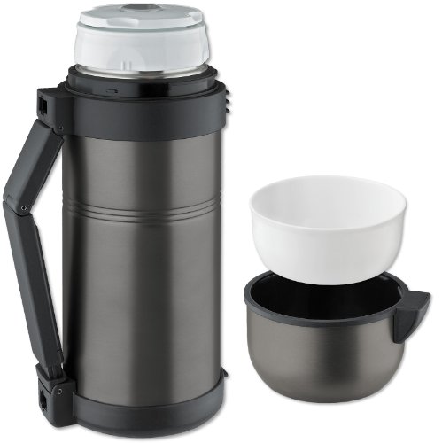 Isosteel VA-9560WQAT Isolierflasche 1,5 L, extragroße Einfüllöffnung, 18/8 Edelstahl mit Quickstop-Einhandausgießsystem und Klappgriff, titan-grau - 3