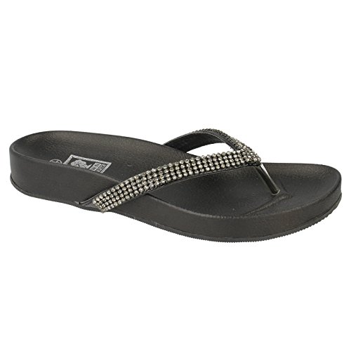 Down To Earth - Sandalias/Chancleta Modelo Diamante para Mujer (41/Negro)