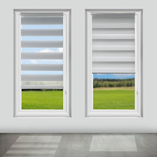OUBO Doppelrollo Klemmfix Duo Rollo ohne Bohren – (BxH) 70 x 150 cm Grau – Seitenzugrollo mit Klemmträger für Fenster / Tür - 2