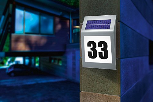 KOBWA Solar Hausnummernleuchte, LED Solar Lichtsensor Lampe Licht mit Zahlen Buchstaben LED Beleuchtung Aus Edelstahl - 2
