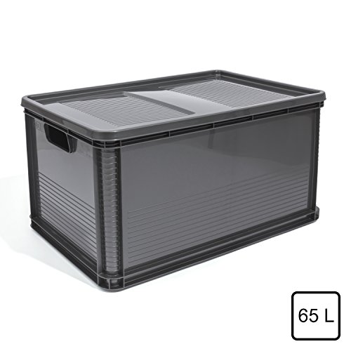 64 Liter Lagerkiste Euro Box Stapelbox Transportbox mit Deckel geschlossene Obstbox Gewerbekiste Lager - 4