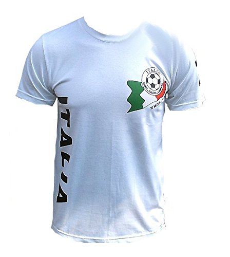 Ticila Herren T-Shirt Italia Italien Italy Forza Squadra Azzurra Azzurri Fussball WM EM Designer Fan Tee Trikot Weiss XXL 58/62