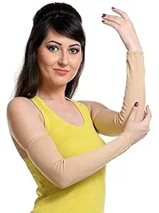 PinKit Womens Skin Colour Fingerless Protective Summer Gloves (Pack of 1 Pair) - Beige