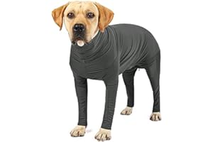 Etdane Dog Onesie Surgery Recovery Suit Prevent Shedding Hair Sport Shirt Anxiety Jumpsuits Pure Gray Large