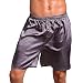 Produktbild GODGETS Herren Schlafanzughose Hose Shorts kurz Satin unterwäsche Boxershorts Nachtwäsche Trunk Pyjamahose Bottoms elastischem Bund zum Schlafen Freizeit Grau 2XL