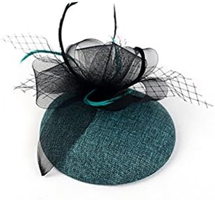 AJOG Women Fascinator Hair Clip Ribbons Flower Feather Headwear Mesh Headband Horse Racing Church Christmas Wedding Cocktail Tea Party Pillbox Hat,Green
