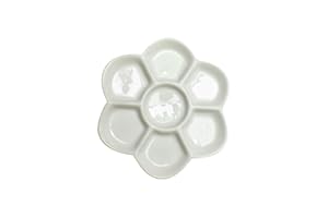 Yuauy 5" Diameter Flower Paint Palette Glazed Watercolor Painting Mixing Ceramic Palette