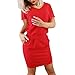 Price comparison product image AM-Clearance Dresses Women's Jersey Colour Block Shift Dress with Pockets S-10XL Red