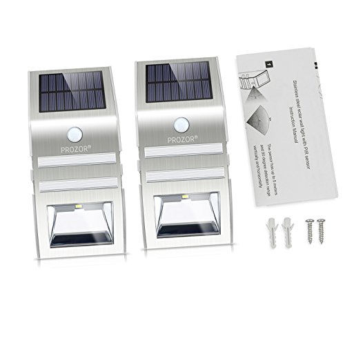 PROZOR Wireless Solar LED Leuchten Solar-Leuchte, LED, wasserdicht, mit Bewegungsmelder Sensorleuchte mit Edelstahl-Geh?use f¨¹r Zaun Weg, Etc. - 7