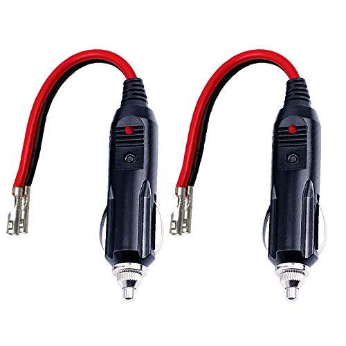 Encendedor de coche con cable de alimentación de 10 A, 12 V, 24 V y adaptador con luces LED de KUNCAN