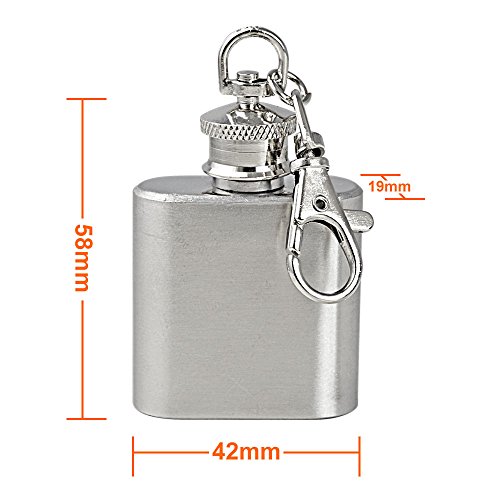 10X MENGS® 1 Unze Flachmann mit Schlüsselanhänger für besonderen Anlässen(Hochzeit, Sport, Golf), hochglanzpoliertem Edelstahl, mini Whisky Liquor Vodka Alcohol Hip Flask - 6