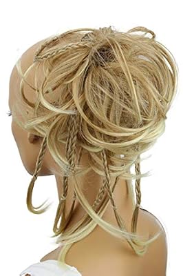 PRETTYSHOP XXL Postiche Cheveux En Caoutchouc Chouchou Chignons VOLUMINEUX Bouclés Ou Chignon Décoiffé mélange blond # 28T613 G11D