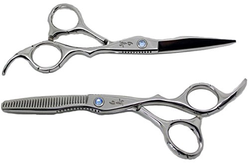 Preisvergleich Produktbild 6CR Professional Haar Friseurschere + Effilierschere Haarschneideschere Japanischen Edelstahl Hitachi 5,5" Extrem Scharf Konvexe Klingen mit Dreifach Geschliffen