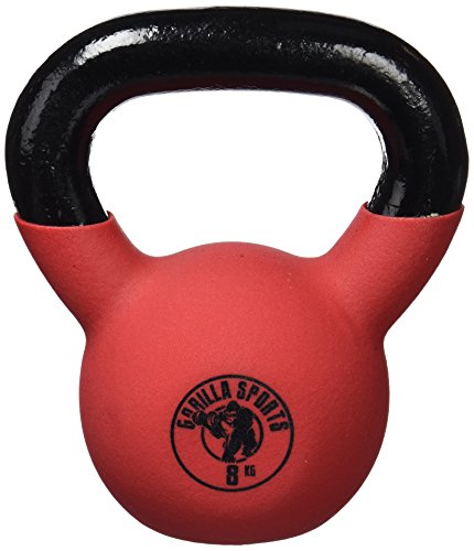 Gorilla Sports Red Rubber Kettlebell 4-32 KG - Vinyl Kugelhantel Schwunghantel Gewichte aus Gusseisen mit Neoprenhülle