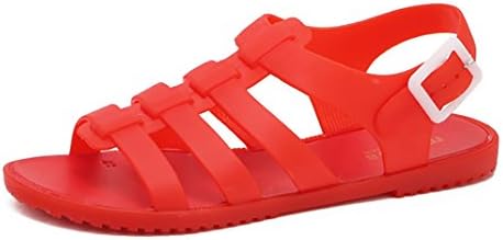 Kotzeb Sandals Flat Back-Strap Women Buckle Peep-Toe Slingback Ladies Casual Summer Beach Retro Shoes Black Pink Red White 36-40 Red 36