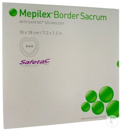 Mepilex Border Sacrum 18x18c#m/7.2x7.2in #282000 (Box of 5) by Molnlycke Health Care by Molnlycke