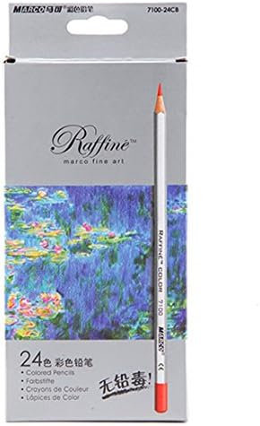 Professional Marco Coloured Pencils 24 Colors Art Colored Drawing Pencils for Artist Sketch Drawing Oil Base/Adult Coloring Books/Secret Garden Coloring Book (24)