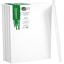 Artina Set de 5 lienzos Blancos de 100% algodón con bastidores robustos - Calidad >Akademie< - 280g/m² - 80x100 cm