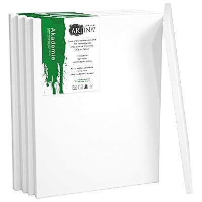 Artina - Châssis entoilé - Toile à peindre - Akademie - Apprêtée 2 fois - Lot de 5 - 40x50cm 280g/m²