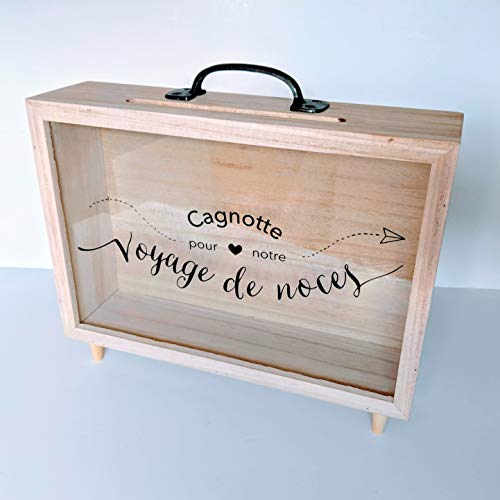 Bestdayever Grande urne de Mariage/Cagnotte de Mariage thème Voyage. pour Votre Voyage de Noces - Lune de Miel. Cadeau de Mariage. Accessoire Mariage.