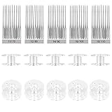 LYTIVAGEN 50 Pcs Aiguilles à Coudre de Machine Taille 11, 12, 14, 16, 18 avec 10 Pcs Machine à Coudre Bobines en Plastique Transparent pour Machine Domestiques (11/12/14/16/18)