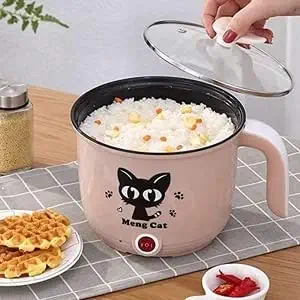 Electric Cooker 1.5 L Cooker Kettle with Concealed Base Cooking Pot Rice Cooker Egg Boiler Vegetable and Noodle Maker and Steamer for Home Office and Travel Perfect for Water (Multi Colors)