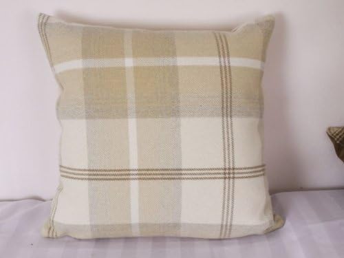 Highland Mist Tartan 16in x 16in Cushion Cover in Cream