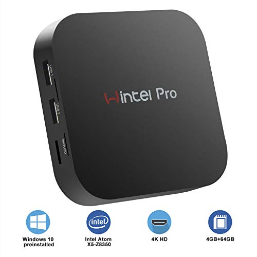 Mini PC, Intel x5-Z8350 HD Graphics Mini computadora, Windows 10 Pro 64-bit, 4GB/64GB de almacenamiento/4K/Dual Band WiFi/BT 4.2