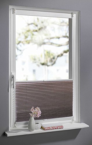 DECOLIA Klemmfix-Plissee verspannt mit Klemmträger, ohne Bohren/Schrauben,“Crush-Struktur“, blickdicht, Breite/Höhe: 120 x 130 cm, Farbe: mokka - 3