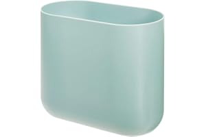 INTERDESIGN iDesign Cubo de basura para baño, papelera pequeña de plástico, bote de basura estrecho y sin tapa para baño, cocina y oficina, azul claro