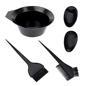 Hair Dye Color Brush and Bowl Set, Hair Color Brush Mixing Bowl Kit Perfect Tools for Hair Tint Dying Coloring Applicator - Dye Brush & Comb/Mixing Bowl/Tint Tool/Earmuffs (4 PCS)