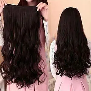 Alizz Womens Natural Brown Curly/Wavy Hair Extensions pony wig, natural long hair wig, stylish wig artificial, claw hair wig for girls, hair extensions, bun, juda, jura pony tail, choti extension, light weight, cosplay, natural hair wig