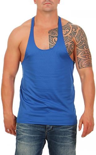Muscle Shirt Men's Stringer Bodybuilding Vest - Blue - Medium