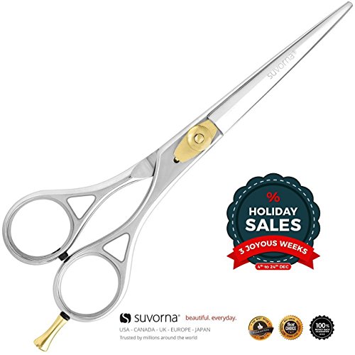 Suvorna 6 Precision Razor Edge Japanese Stainless Steel Barber Scissors. Hair Styling, Trimming & Cutting with Fine Tension Adjustment. Lifetime Warranty. Razor Sharp Perfect for Salons & Home Use by Suvorna