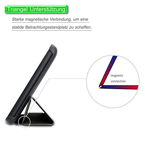 Fire 7 Zoll 2015 Hülle Case, Infiland Fire 7 Zoll Huelle Ultra Dünn Tri-Fold Muschel PU Leder Ultra Schlank Superleicht Ständer Shell Cover Schutzhülle Etui Tasche für Amazon Fire 7 Zoll 2015 (7-Zoll-Tablet, 5. Generation – 2015 Modell)(Schwarz) - 6