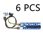 YIKESHU PCIe PCI-E 16x 8x 4x 1x Powered Riser Adapter Card w/ 60cm USB 3.0 Extension Cable & 6-Pin PCI-E to SATA Power Cable - GPU Riser Adapter - Ethereum Mining ETH (6 PCS)