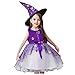 Produktbild Honestyi Kleinkind Kinder Mädchen Floral Star Pattern Prinzessin Halloween Party Tüll Kleid+Hut (3 t 10 t) Sterne Muster Netze Tutu Rock
