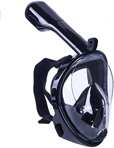 Snorkel Mask, 180° Full Face Seaview Panoramic Snorkeling Mask Free Breathing Design With Anti Fog &amp; Anti Leak Technology for Adult &amp; Kids (black, S/M)