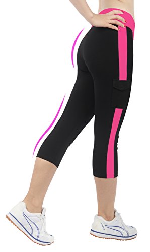 iLoveSIA® Damen Caprihosen zweifarbig Sport leggings Capri Tights - 5