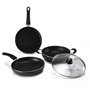 Lifelong Popular Induction Non-Stick Cookware Set, 3-Pieces, Black/Grey