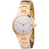 JOBO Herren-Armbanduhr Quarz Analog Edelstahl gold vergoldet Mineralglas