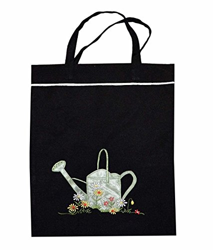 Preisvergleich Produktbild Ying-Sing Chang Einkaufstasche schwarz mit Stickerei und Gießkanne als Applikation